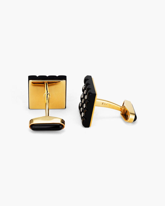 Diamond and Onyx Bejewelled Square Cufflinks