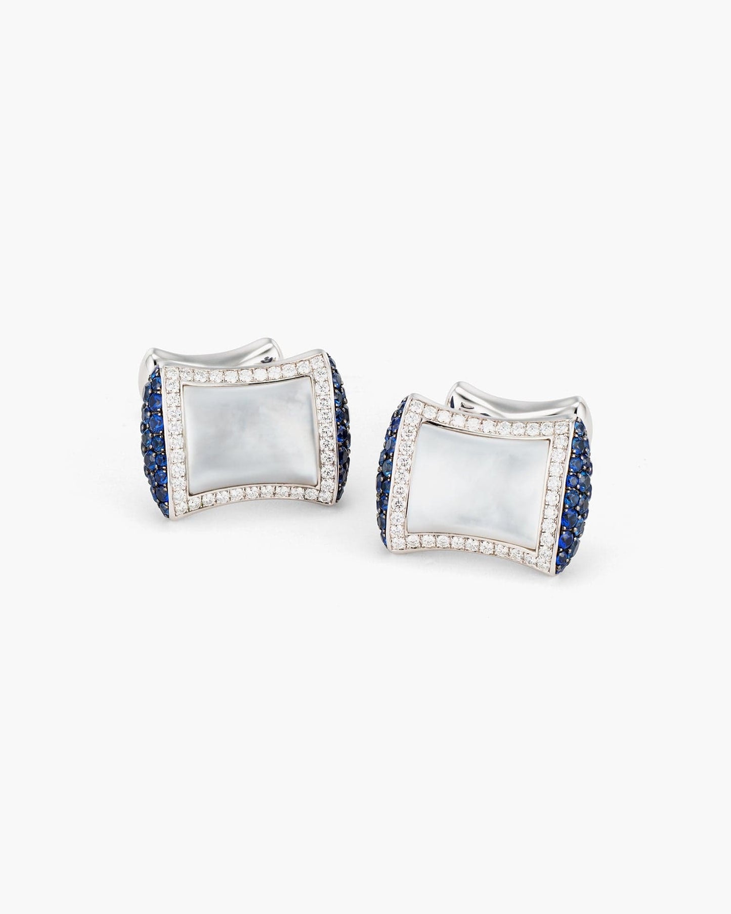 Diamond, Sapphire and Mother of Pearl Bow Cufflinks