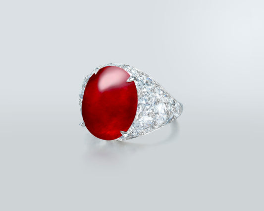 15.88 carat Cabochon Burmese Ruby Ring