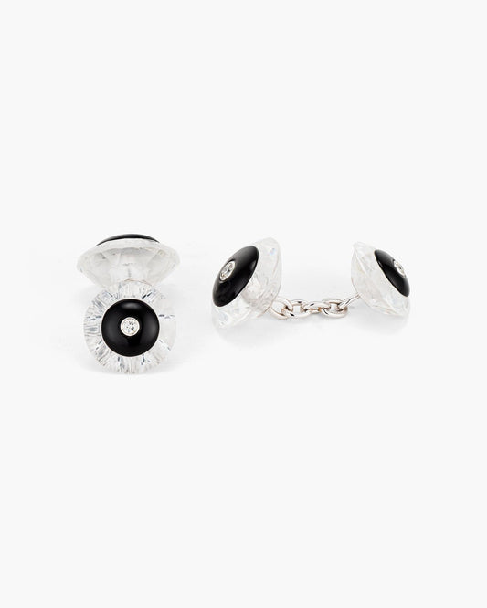 Diamond, Onyx and Round Crystal Cufflinks