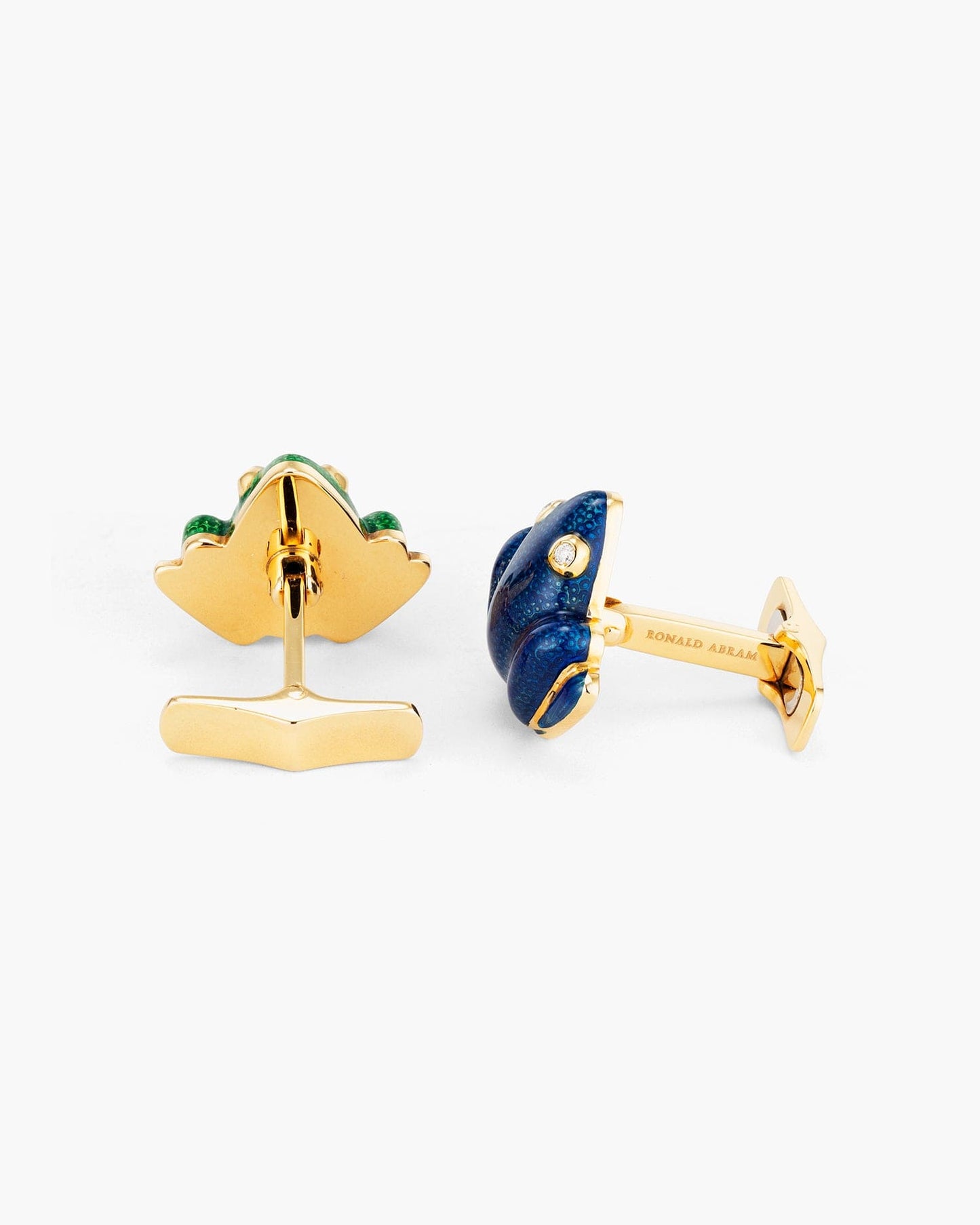 Green and Blue Enamel and Diamond Frog Cufflinks