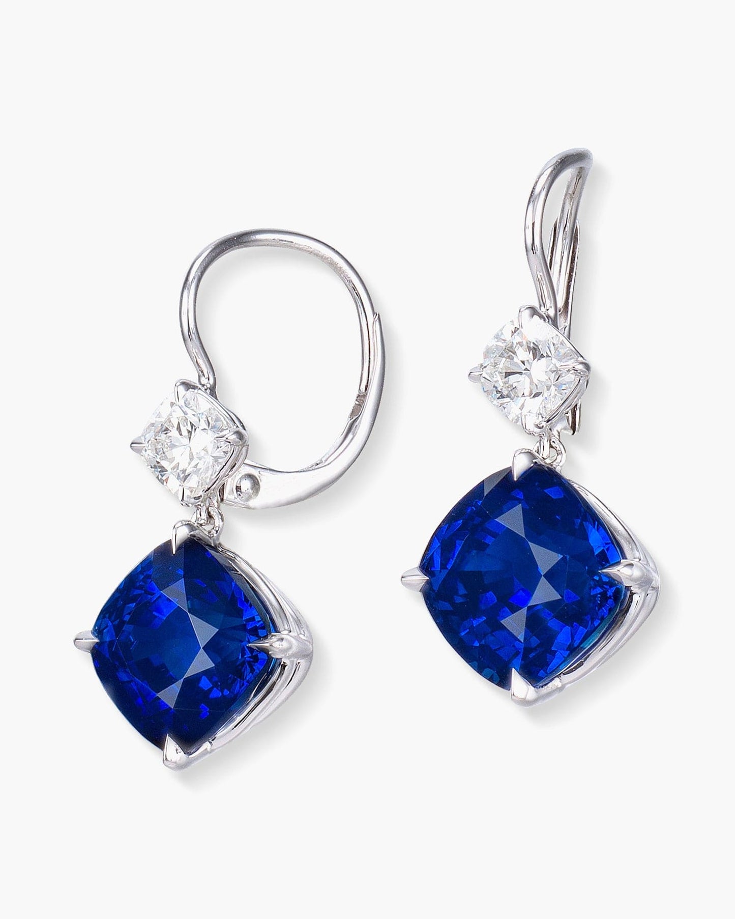 8.31 carat Cushion Cut Ceylon Sapphire and Diamond Earrings