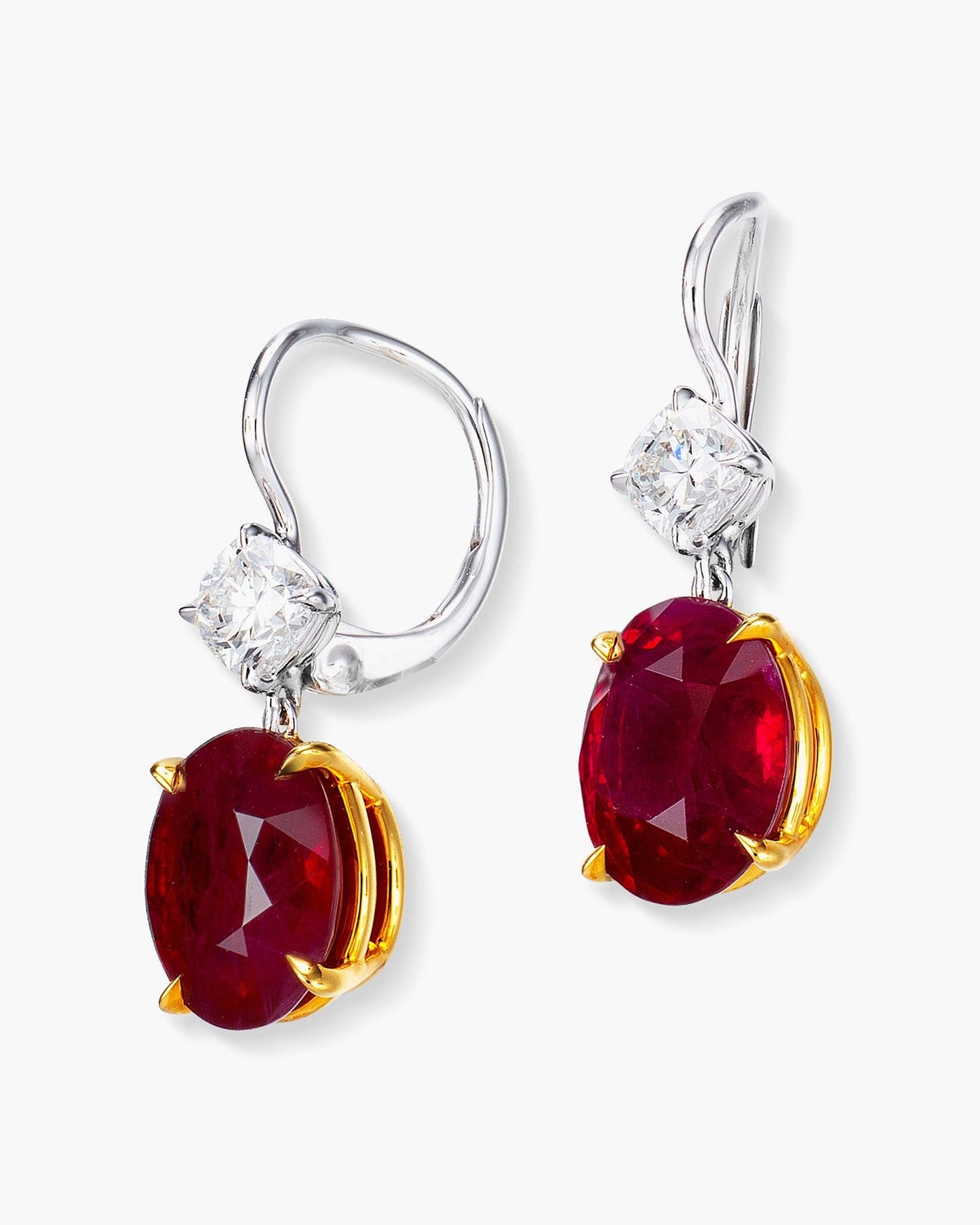 6.42 carat Oval Shape Burmese Ruby and Diamond Earrings