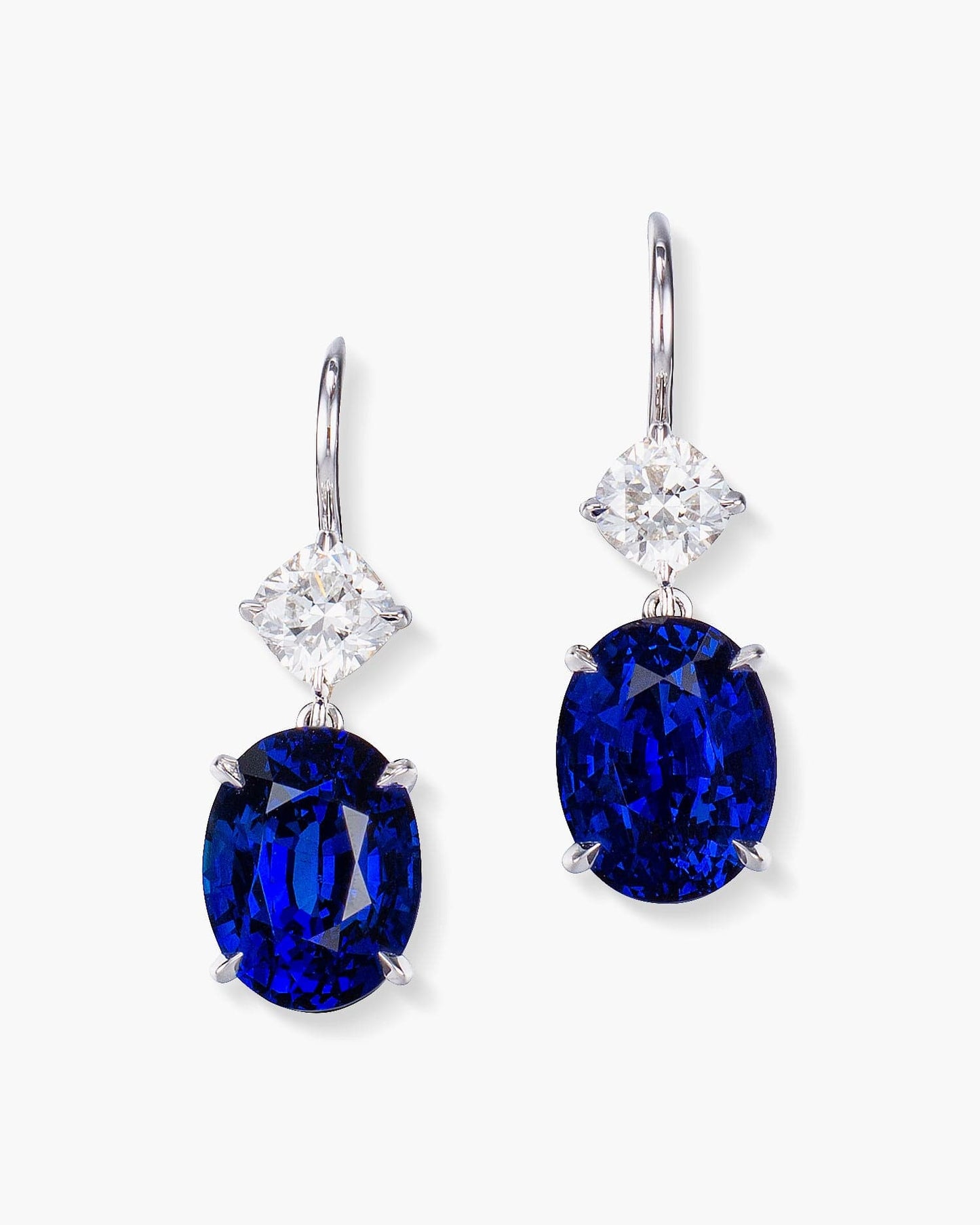 6.22 carat Oval Shape Ceylon Sapphire and Diamond Earrings