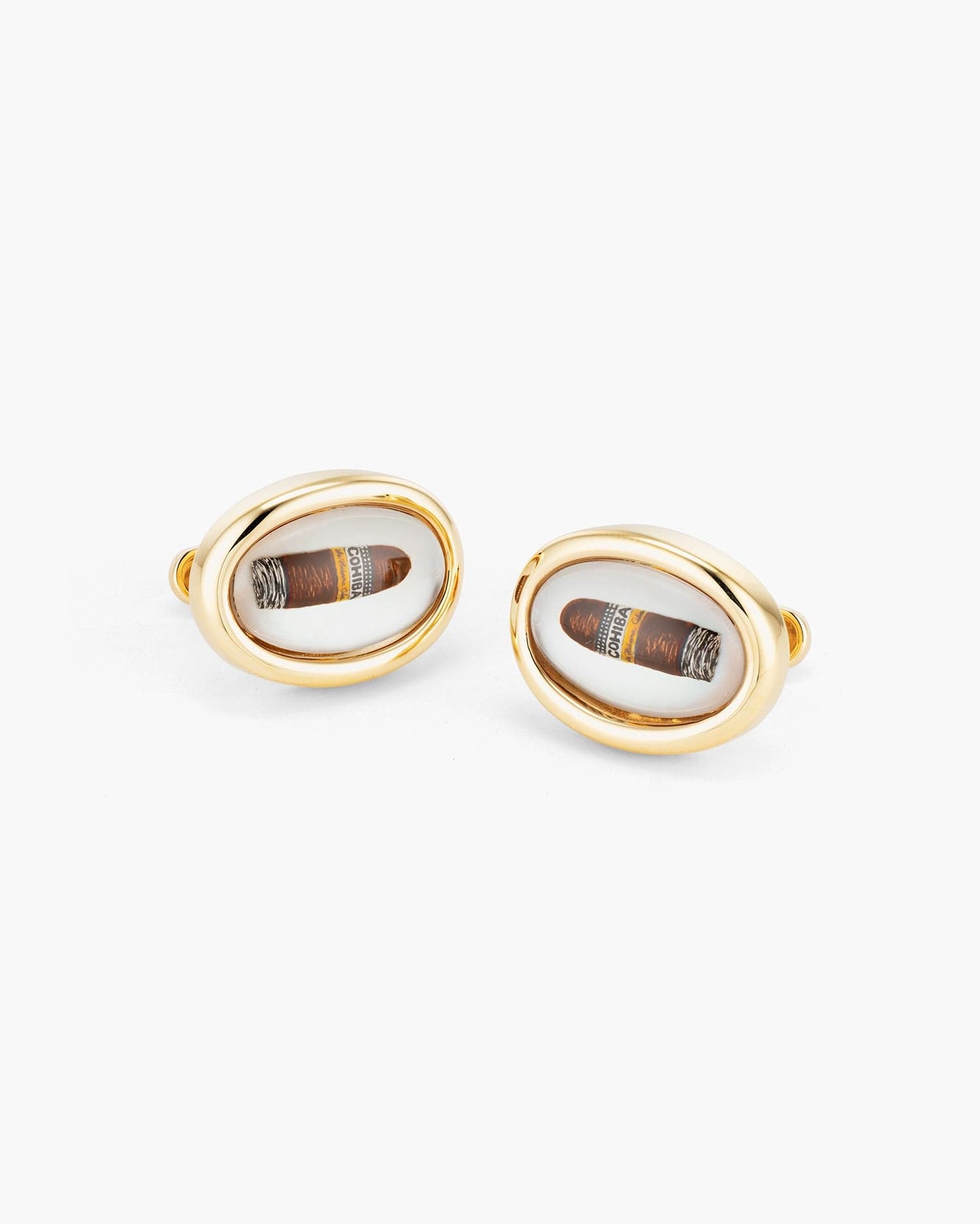 Mother of Pearl and Crystal Hand Painted Cigar Cufflinks