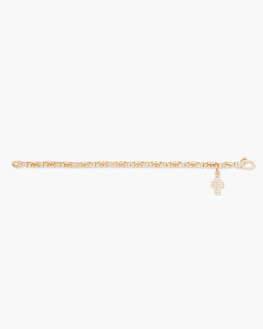 Rose Gold Diamond Rope Bracelet with Cross Charm