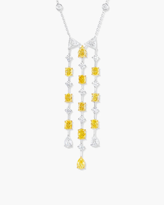 Fancy Shaped Yellow and White Diamond Necklace, 8.60 carats