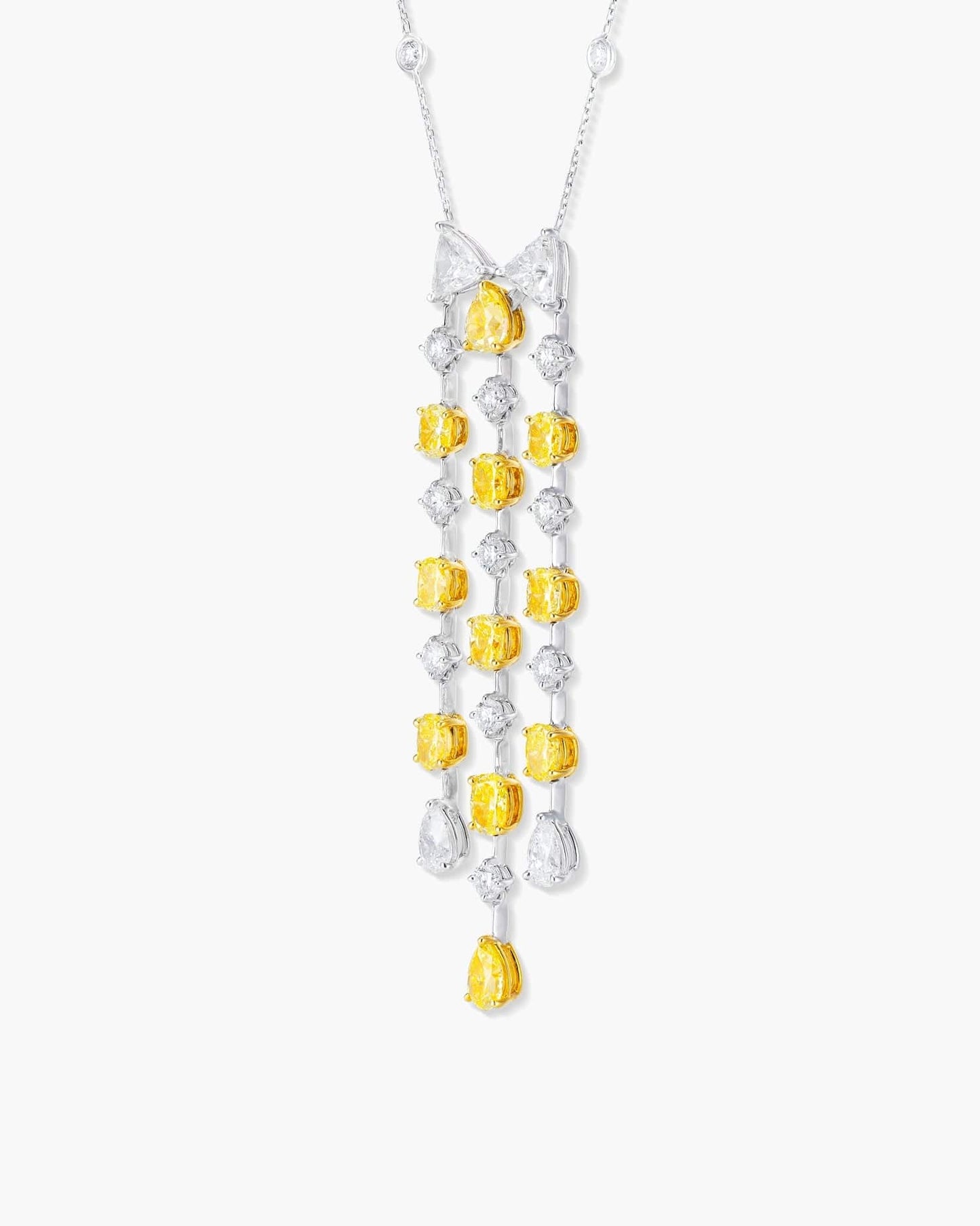 Fancy Shaped Yellow and White Diamond Necklace, 8.60 carats