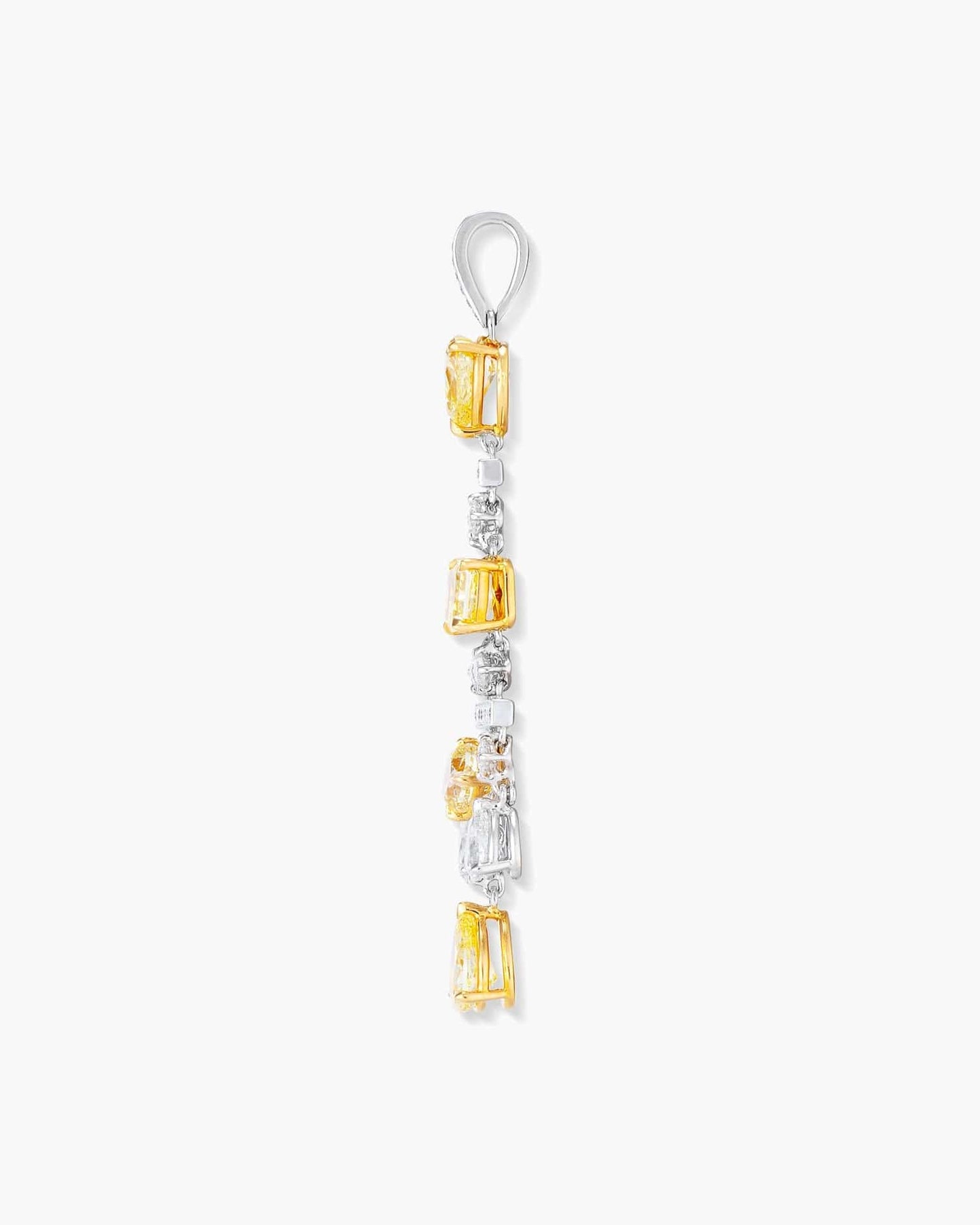 Fancy Shaped Yellow and White Diamond Pendant Necklace, 3.71 carats