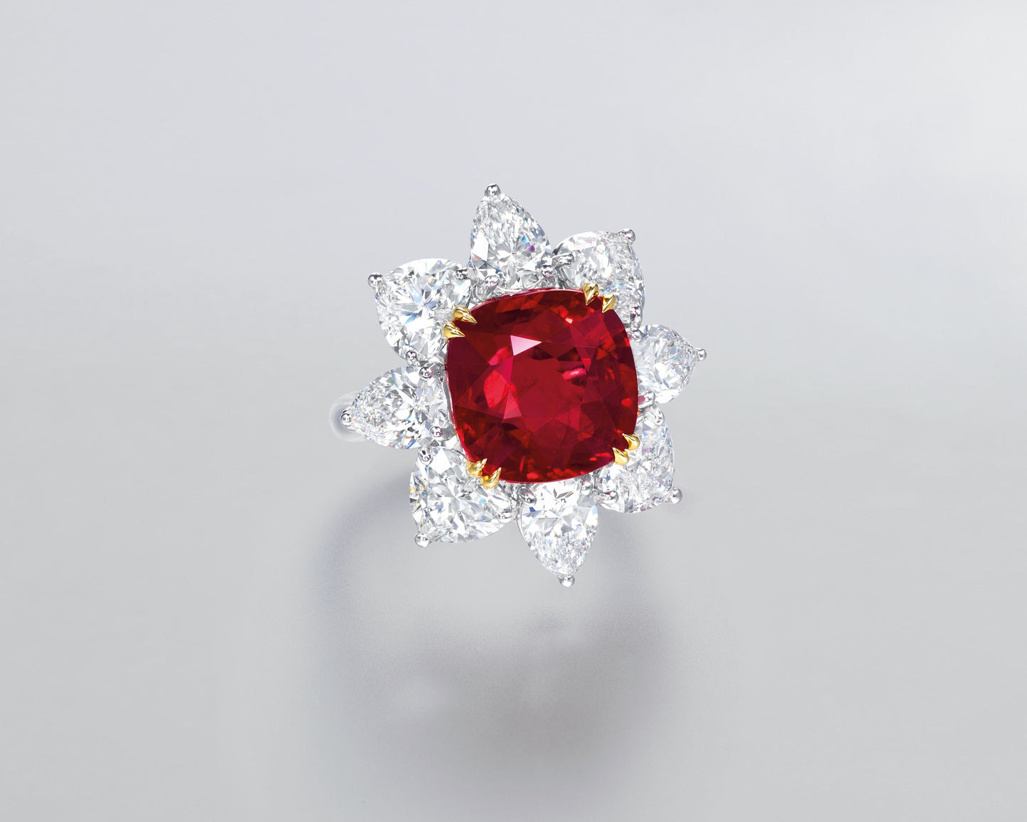 6.04 carat Cushion Cut Burmese Ruby Ring