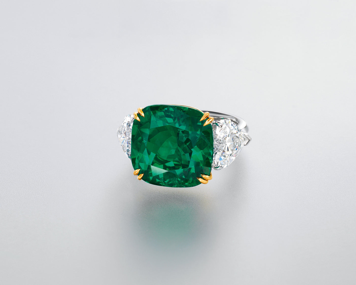 13.15 carat Cushion Cut Colombian Emerald Ring
