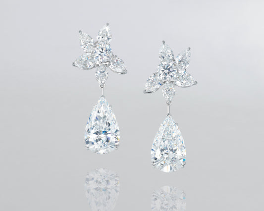 20.28 carat Pear Shape Diamond Drop Earrings