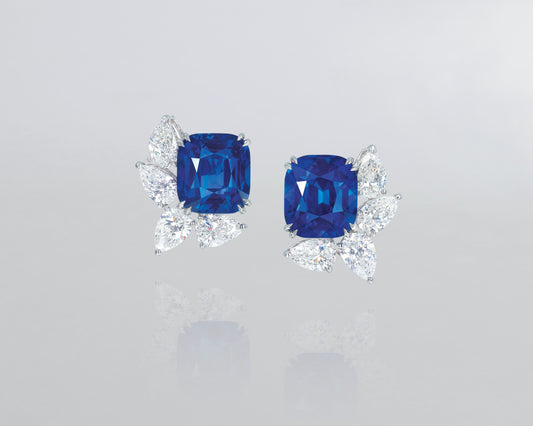12.70 carat Kashmir Sapphire and Diamond Cluster Earrings