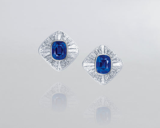 8.80 carat Kashmir Sapphire and Diamond Earrings